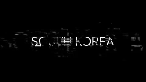 3D rendering South Korea text with screen effects of technological glitches Stockillustratie