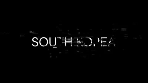 3D rendering South Korea text with screen effects of technological glitches 库存插图