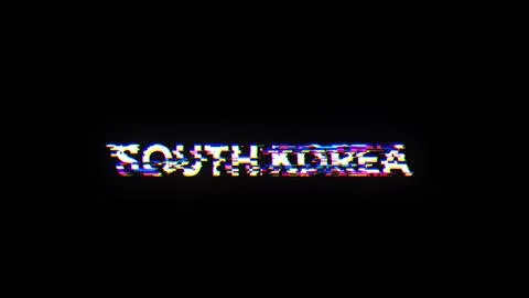 3D rendering South Korea text with screen effects of technological glitches Illustrazione stock