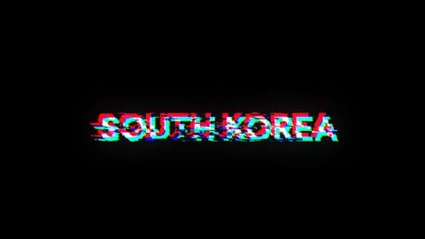 3D rendering South Korea text with screen effects of technological glitches 库存插图