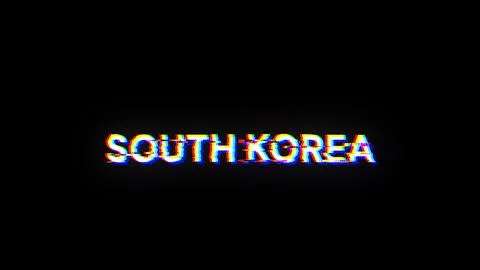 3D rendering South Korea text with screen effects of technological glitches Illustrazione stock