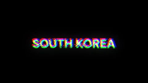 3D rendering South Korea text with screen effects of technological glitches Illustrazione stock