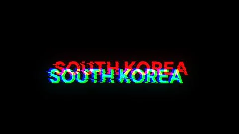 3D rendering South Korea text with screen effects of technological glitches 库存插图
