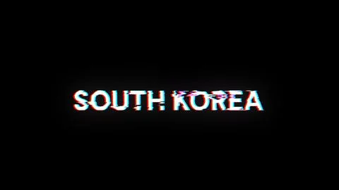 3D rendering South Korea text with screen effects of technological glitches Stock Illustration