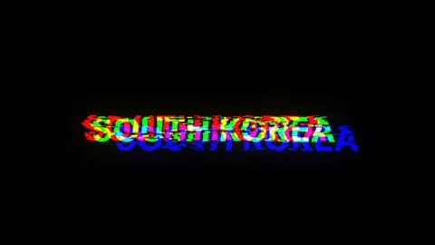 3D rendering South Korea text with screen effects of technological glitches 库存插图