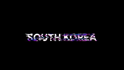 3D rendering South Korea text with screen effects of technological glitches 库存插图