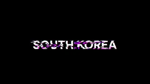 3D rendering South Korea text with screen effects of technological glitches Illustrazione stock