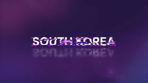 3D rendering South Korea text with screen effects of technological glitches 库存插图