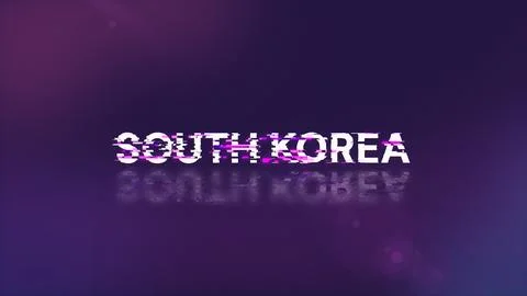 3D rendering South Korea text with screen effects of technological glitches Stock-Illustration