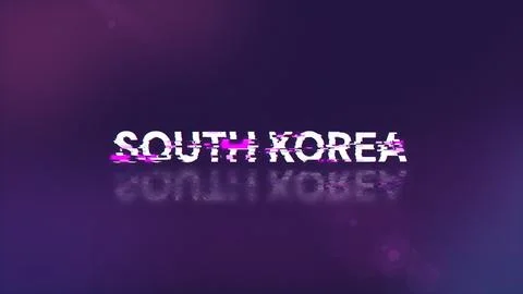 3D rendering South Korea text with screen effects of technological glitches 스톡 일러스트