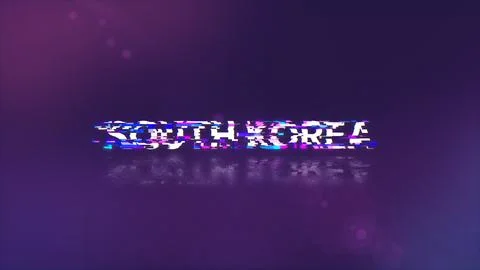 3D rendering South Korea text with screen effects of technological glitches イラスト素材