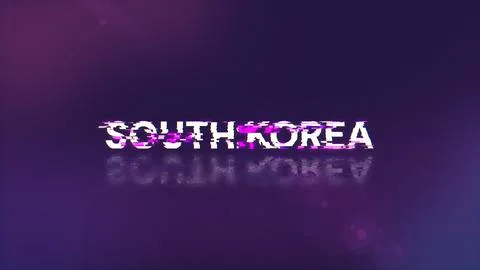 3D rendering South Korea text with screen effects of technological glitches 库存插图
