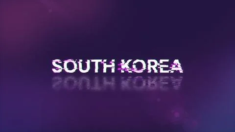 3D rendering South Korea text with screen effects of technological glitches Stockillustratie