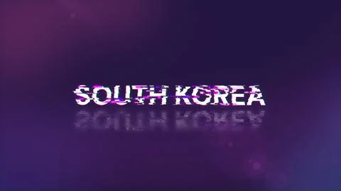 3D rendering South Korea text with screen effects of technological glitches Stockillustratie