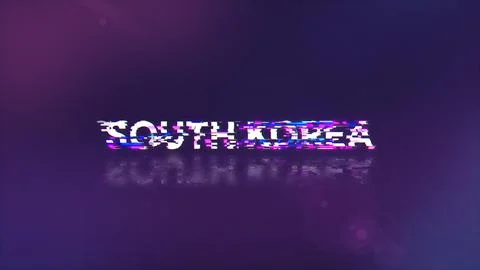 3D rendering South Korea text with screen effects of technological glitches 스톡 일러스트