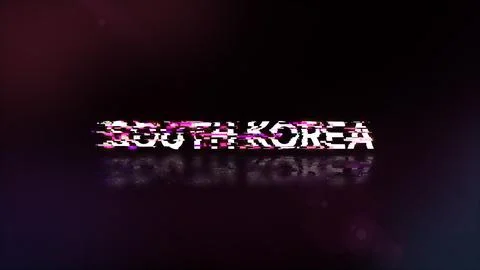 3D rendering South Korea text with screen effects of technological glitches 스톡 일러스트