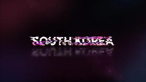 3D rendering South Korea text with screen effects of technological glitches 스톡 일러스트
