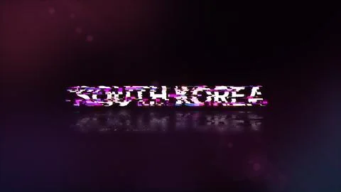3D rendering South Korea text with screen effects of technological glitches Illustrazione stock