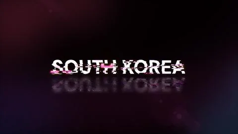 3D rendering South Korea text with screen effects of technological glitches Stockillustratie
