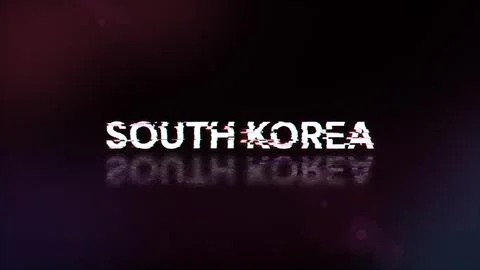 3D rendering South Korea text with screen effects of technological glitches 库存插图