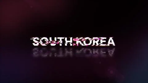 3D rendering South Korea text with screen effects of technological glitches 库存插图