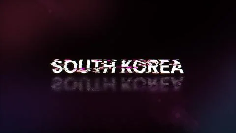 3D rendering South Korea text with screen effects of technological glitches Stock-Illustration