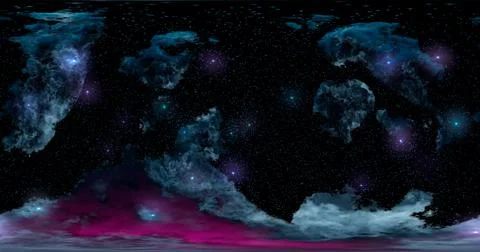 3d rendering. Space background with nebula and stars. Environment 360 HDRI ma Stock Illustration