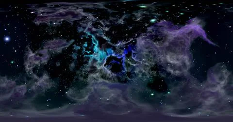 3d rendering. Space background with nebula and stars. Environment 360 HDRI ma Stockillustratie