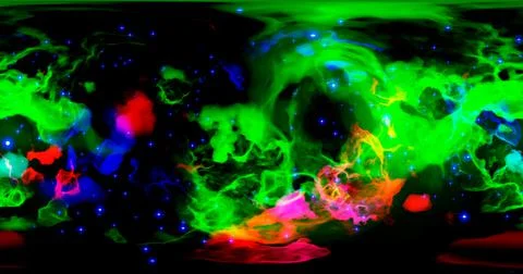 3d rendering. Space background with nebula and stars. Environment 360 HDRI ma Stockillustratie