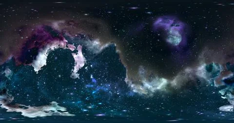 3d rendering. Space background with nebula and stars. Environment 360 HDRI ma Stock Illustration