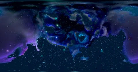 3d rendering. Space background with nebula and stars. Environment 360 HDRI ma Stock Illustration