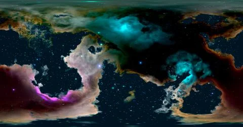 3d rendering. Space background with nebula and stars. Environment 360 HDRI ma Stock Illustration