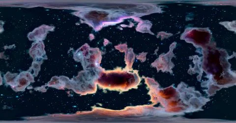3d rendering. Space background with nebula and stars. Environment 360 HDRI .. Stock Illustration