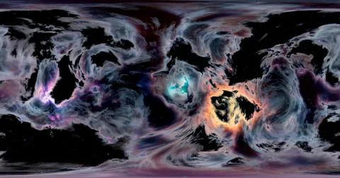 3d rendering. Space background with nebula and stars. Environment 360 HDRI .. Stock Illustration