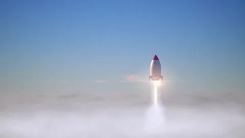 3d rendering space shuttle launch to sky Stock Footage 312198365