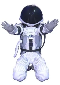 3D Rendering Spaceman on White Stock Illustration