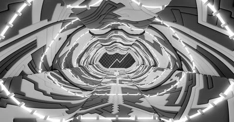 3d rendering. Spaceship or laboratory corridor in bright light. High tech. Fu Stock Illustration