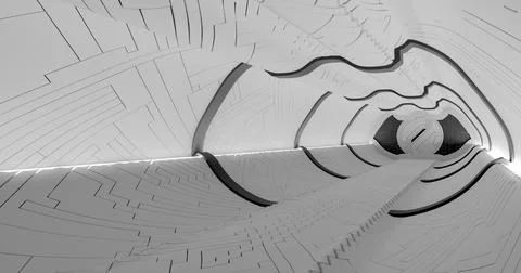 3d rendering. Spaceship or laboratory corridor in bright light. High tech. Fu Stock Illustration