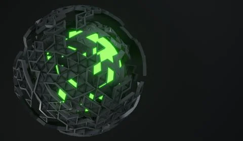 3D Rendering Of Sphere With Broken Shell Stock Illustration