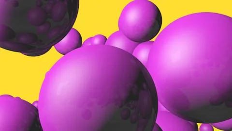 3d rendering Spheres Abstract background glossy Pink bubbles balls Stock Photos