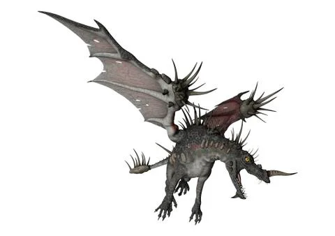 3D Rendering Spiky Dragon on White Stock Illustration