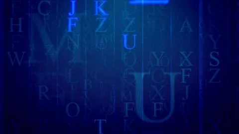 3d rendering of spinning Latin letters in the dark blue background. The most  스톡 일러스트