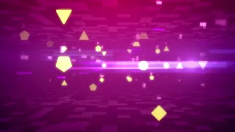 3d rendering of spinning light pink forms, lines, and dots, between two surfa Stock Illustration