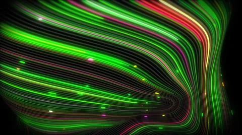 3D rendering of spiral bright vortex streams of light on a surface with lines イラスト素材