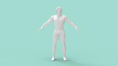 3D rendering of a sporty underwear posing masculine man human standing and Stock Illustration