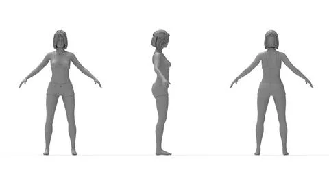 3D rendering of a sporty underwear posing fit woman human standing and posing Stock Illustration