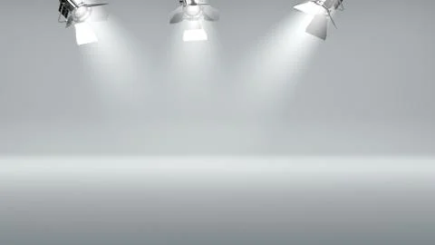 3d rendering of spotlights with white ray Stock Illustration