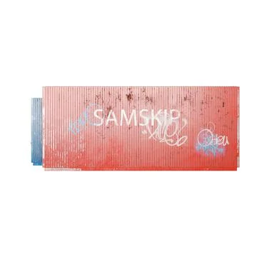 3D rendering of spray painted red container isolated on a white background Stock Illustration