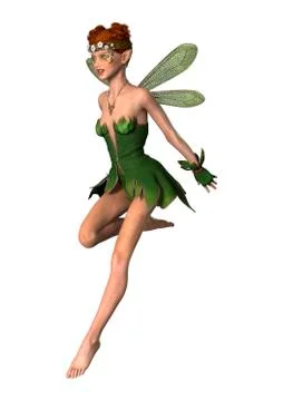 3D Rendering Spring Fairy on White Stock Illustration