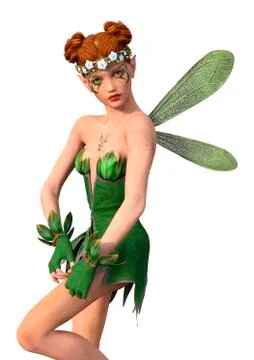 3D Rendering Spring Fairy on White Illustrazione stock